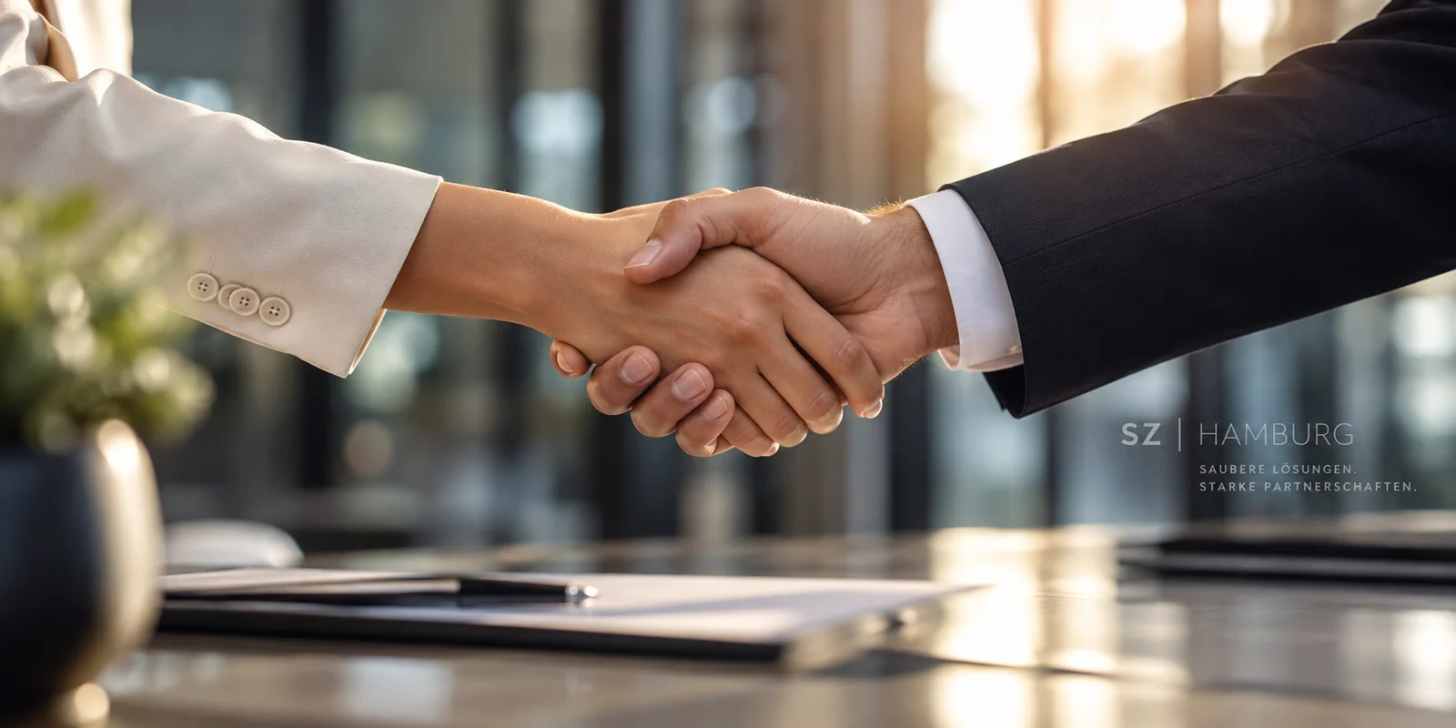 Handschlag zwischen zwei Personen als Zeichen persönlicher, verlässlicher Zusammenarbeit