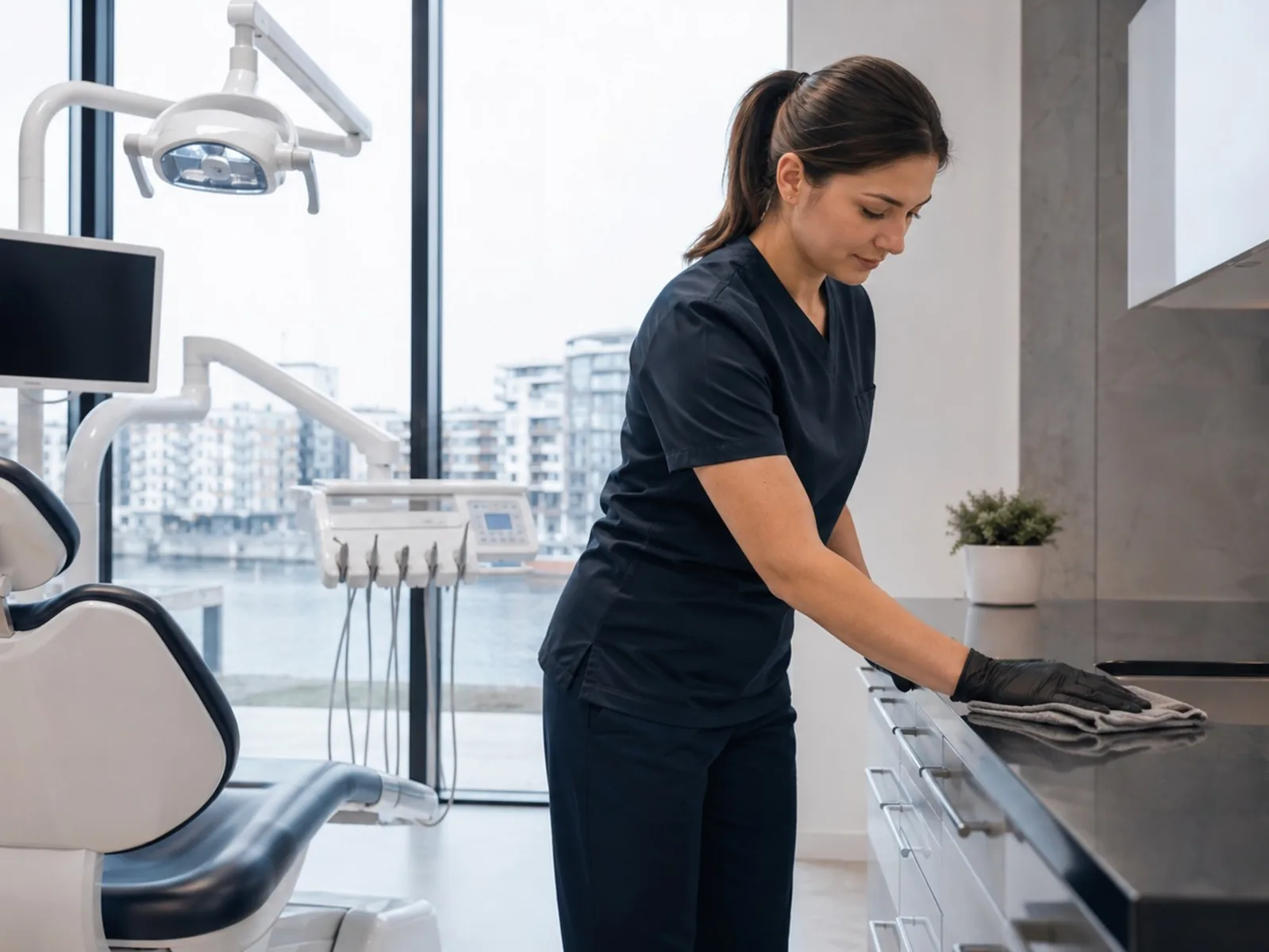 Professional medical practice cleaning in a modern dental practice in Hamburg
