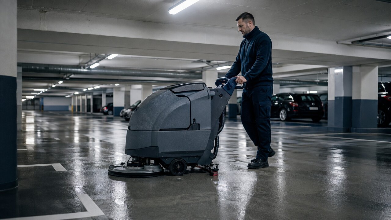 Professionelle Spezialreinigung einer Tiefgarage in Hamburg